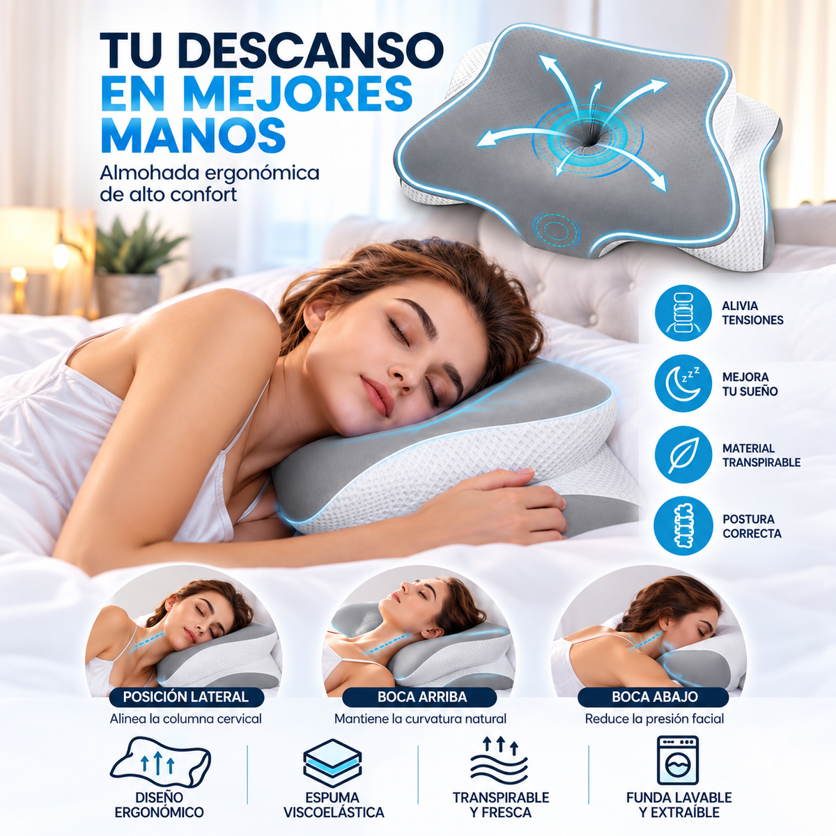 Almohada cervical viscoelástica - Cervifly