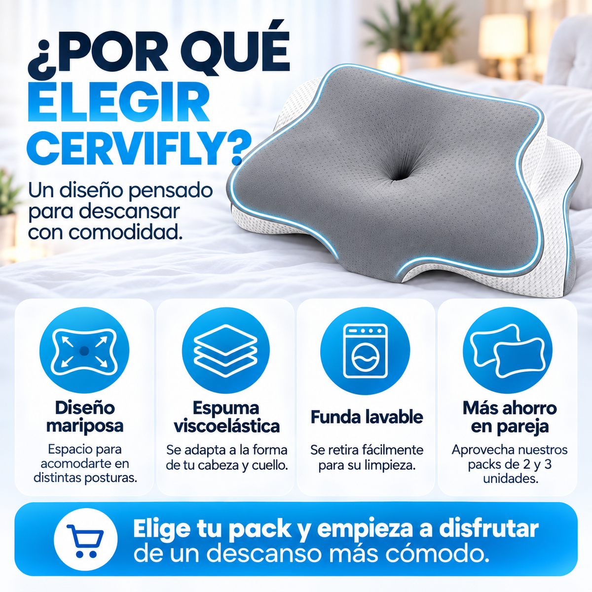 Almohada cervical viscoelástica - Cervifly