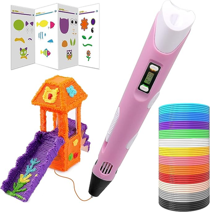 Kit de bolígrafo 3D Dikale rosa con filamentos y plantillas