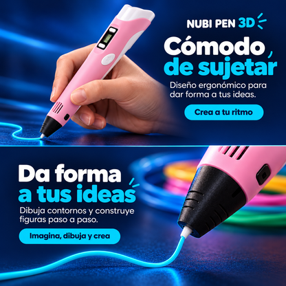 NUBI PEN 3D rosa: cómodo de sujetar y crear