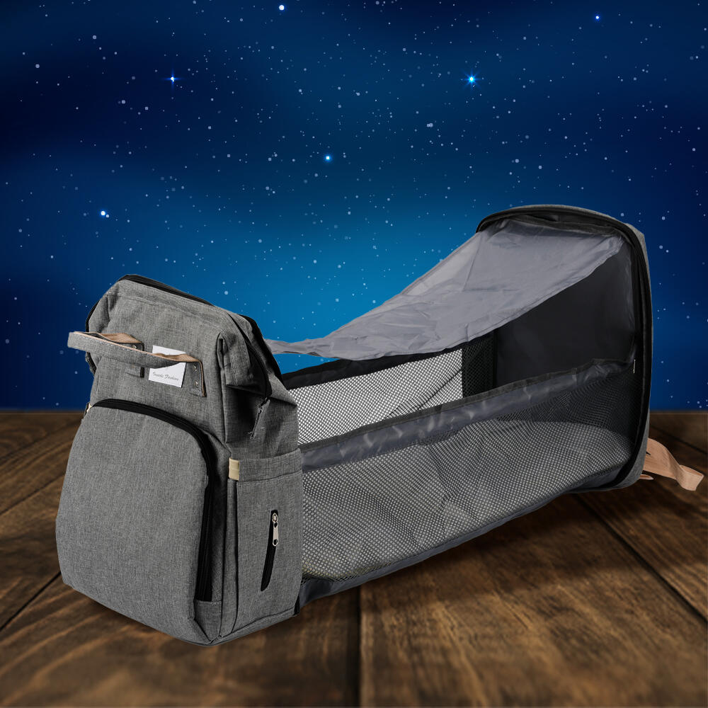 Mochila cuna extensible 3 en 1 · Organizador, cambiador y cuna portátil