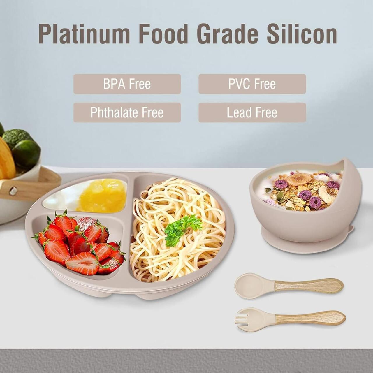 Juego de cubiertos de silicona para bebé (6 piezas) · Set completo BLW y autoalimentación